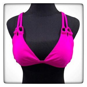 Aquamarine Bikini Top Size Medium Pink Fuchsia Beach Resortwear Summer Vacation